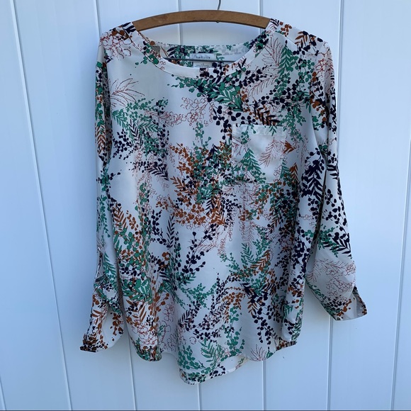 Van Heusen Tops - VAN HEUSEN | L | 3/4 button sleeve floral print blouse \ shirt / top / dressy
